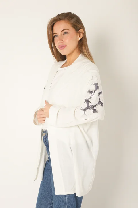 Kimono KEANE Lino Grueso Bordado c/ Lentejuelas GU94666