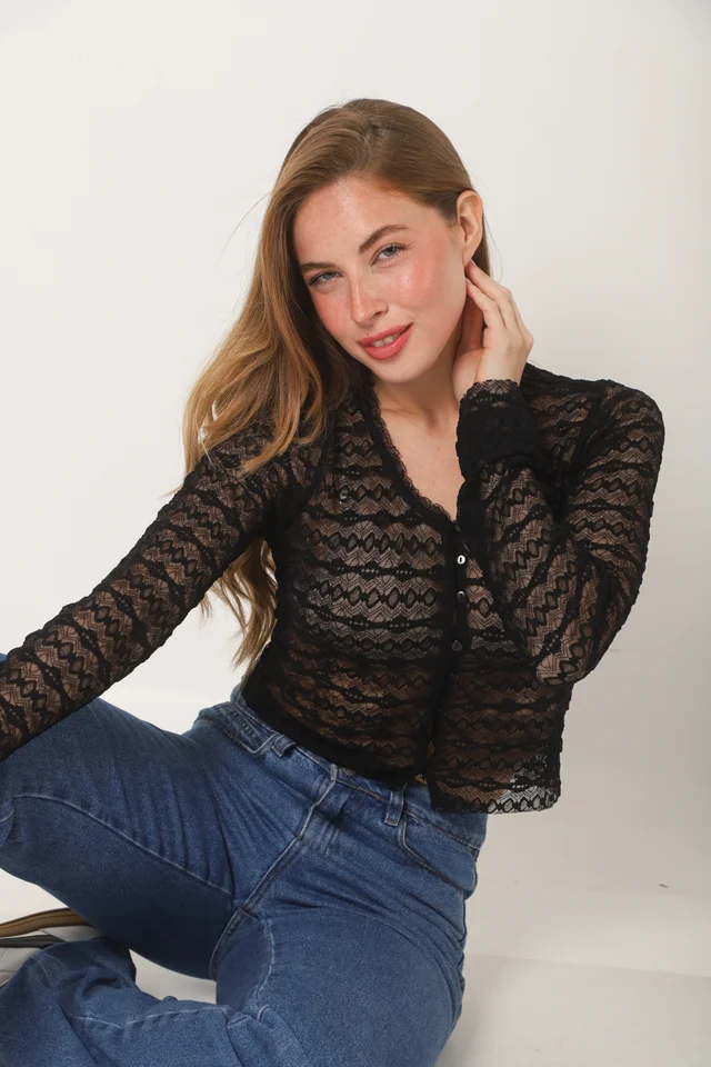 Blusa Top SALONIA ENCAJE ELASTIZADO GUK70075