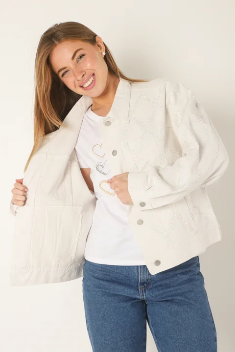 Campera Oversize Neti de Jean con Strass Tornasolado GUK4000