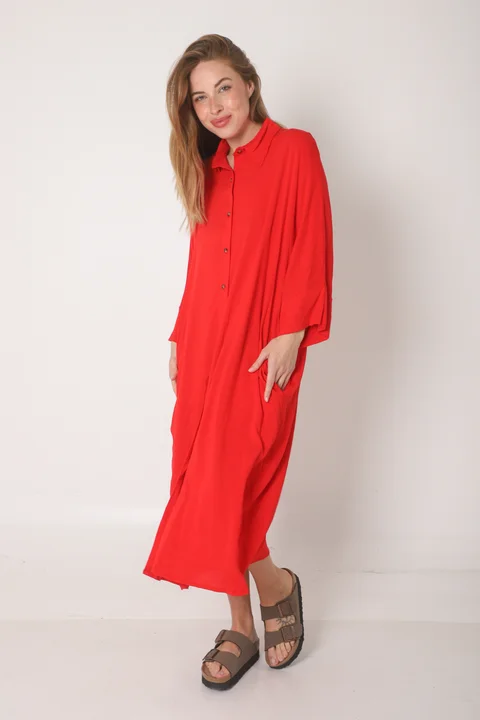 Vestido Camisero RAYSAR LINO C/ Bolsillos