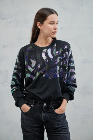 Buzo Crop Lentejuelas GUK70016 - Vista 1