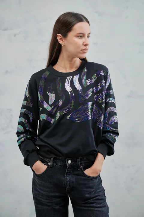 Buzo Crop Lentejuelas GUK70016