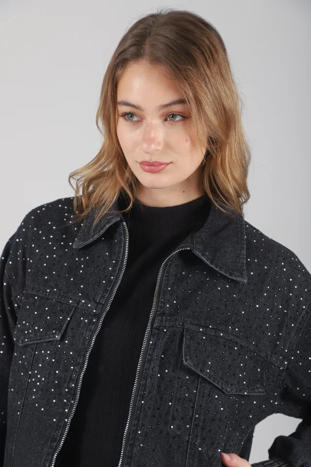 Campera Jean Vakz con Cierre y Strass  GU70014