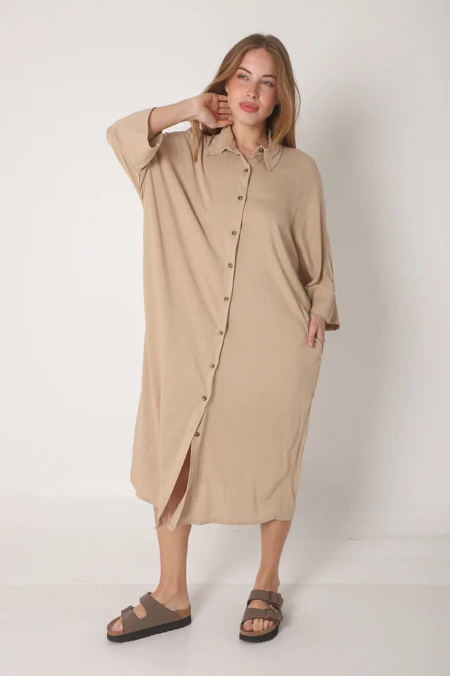 Vestido Camisero RAYSAR LINO C/ Bolsillos