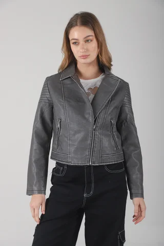 Campera Cartney Grey Cruzada Eco Cuero GU78304 - Vista 5