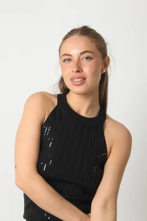 Musculosa DANESA Tejida Lentejuelas GU108