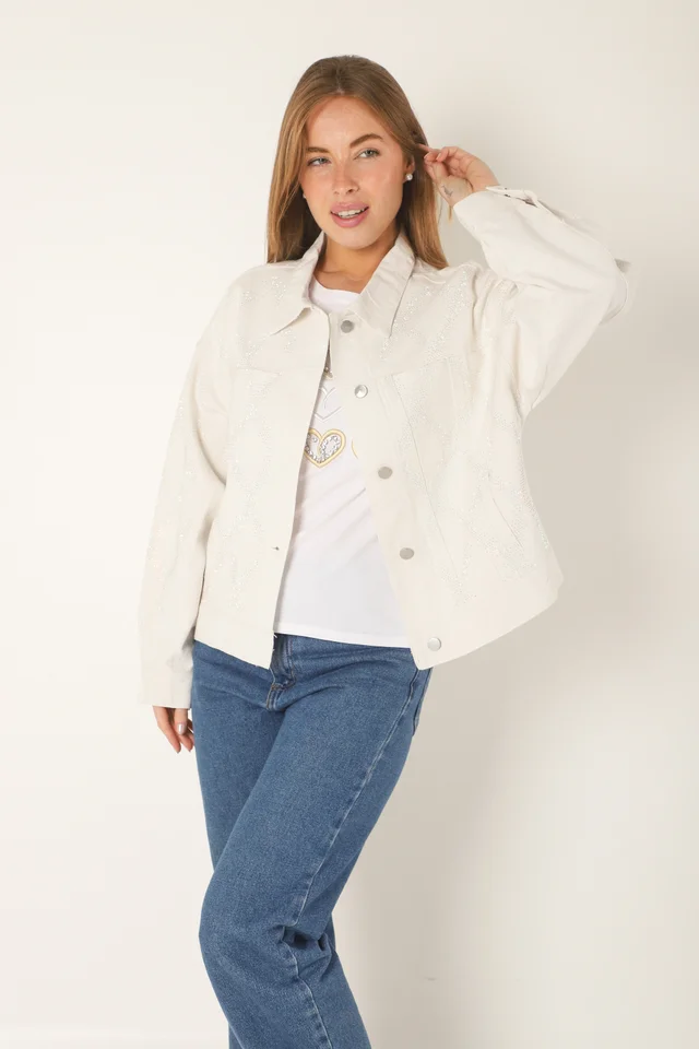 Campera Oversize Neti de Jean con Strass Tornasolado GUK4000