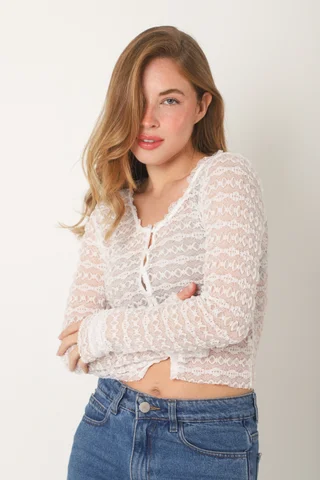 Blusa Top SALONIA ENCAJE ELASTIZADO GUK70075 - Vista 5