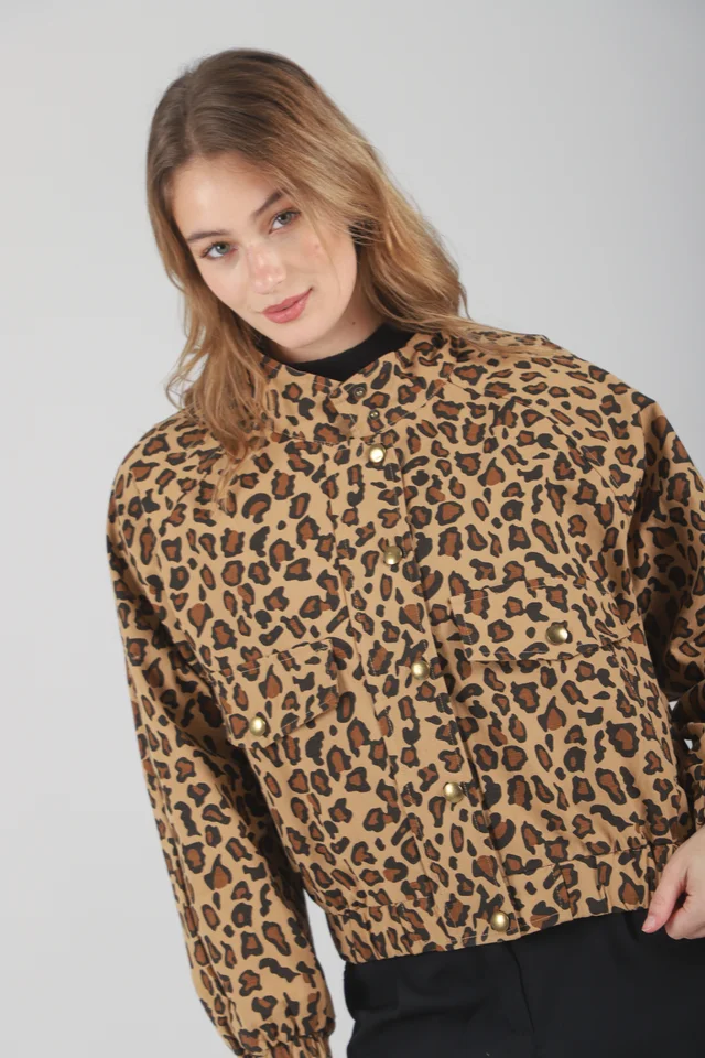 Campera Brown Gabardina Print GU70064