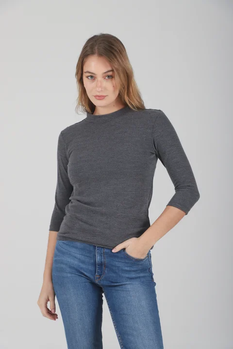 Remera Botones de Morley Elastizado