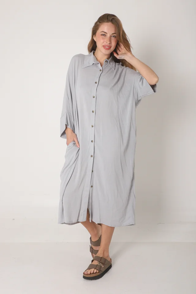 Vestido Camisero RAYSAR LINO C/ Bolsillos