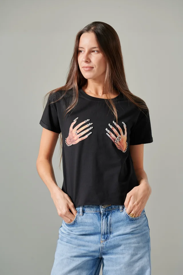 Remera Manitos con Brillos GU5098