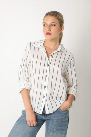 Camisa SINATRA Lino Rayado GU5201 - Vista 4