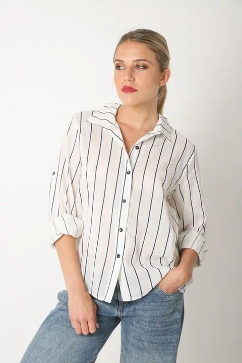 Camisa SINATRA Lino Rayado GU5201