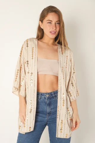 Kimono NATAL Lino c/ Rombos Bordados GU70084 - Vista 1