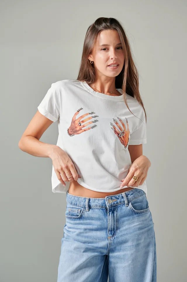 Remera Manitos con Brillos GU5098