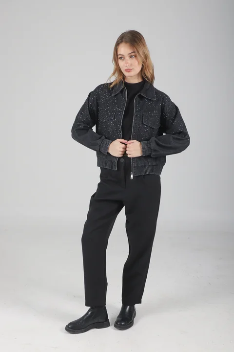 Campera Jean Vakz con Cierre y Strass  GU70014