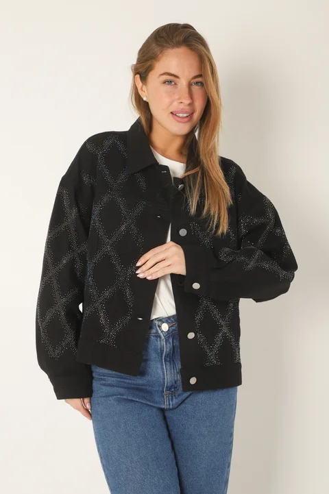 Campera Oversize Neti de Jean con Strass Tornasolado GUK4000