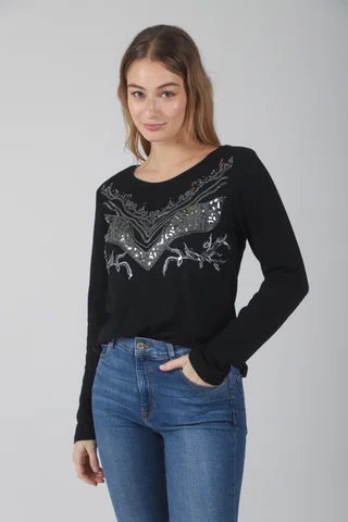 Remera Sound Manga Larga c/ Lentejuelas GUK70043 - Vista 1