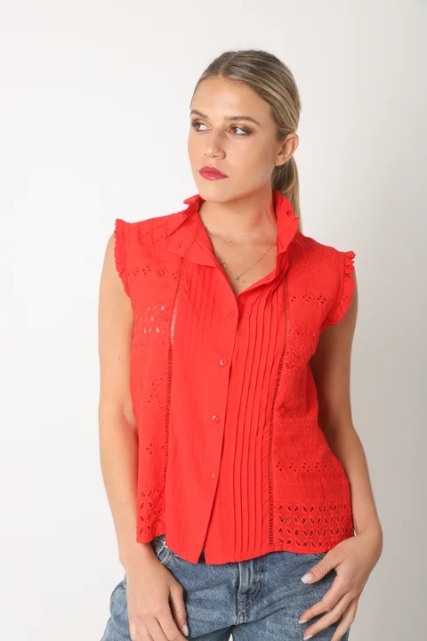 Camisa  Nori Broderie Sin Manga GUK4031