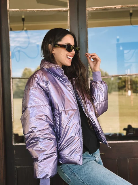 Campera  Puffer  Lila  Metalizada Velvet GUK2039
