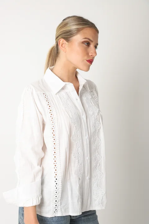 Camisa SYDNEY Lino Con Guipiur GU4109