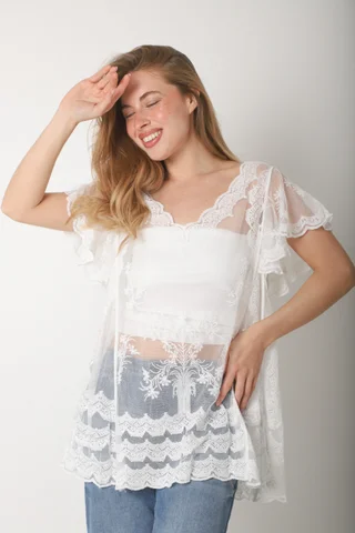 Camisola  Malta  Tull Bordado GUCH568 - Vista 3