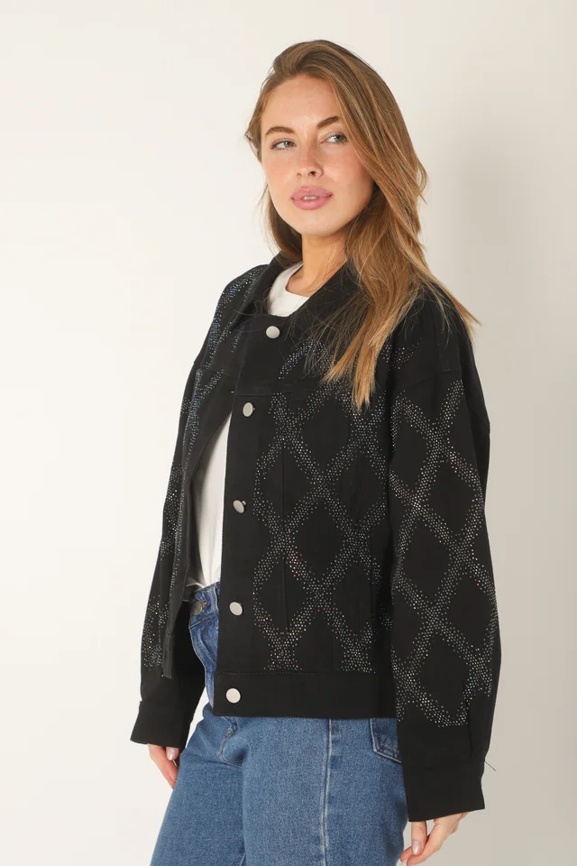 Campera Oversize Neti de Jean con Strass Tornasolado GUK4000