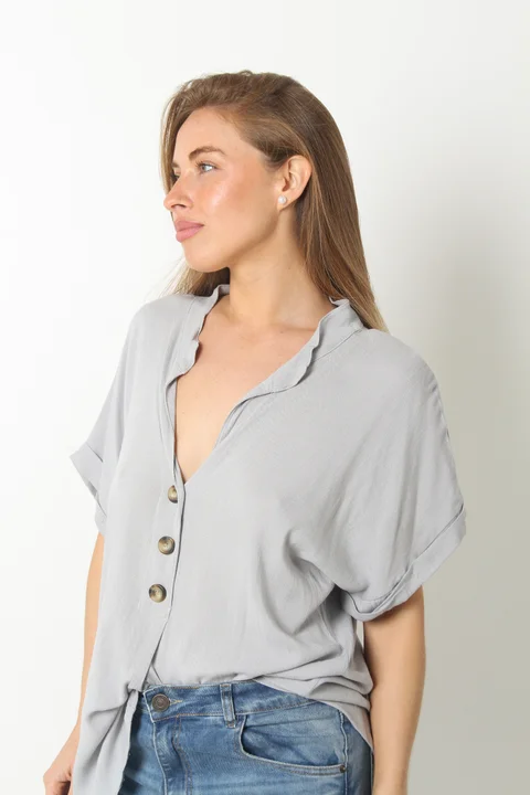 Blusa MIKONOS Simil Lino c/ Botones
