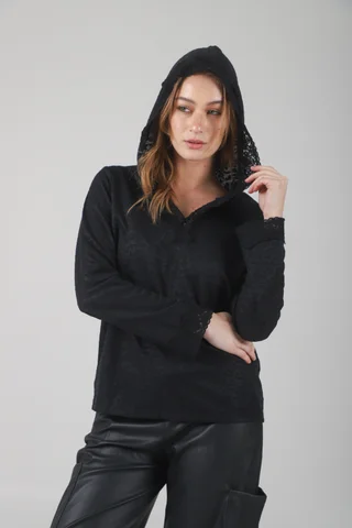 Remera Florentin c/ Capucha y Encaje GUK70067 - Vista 1