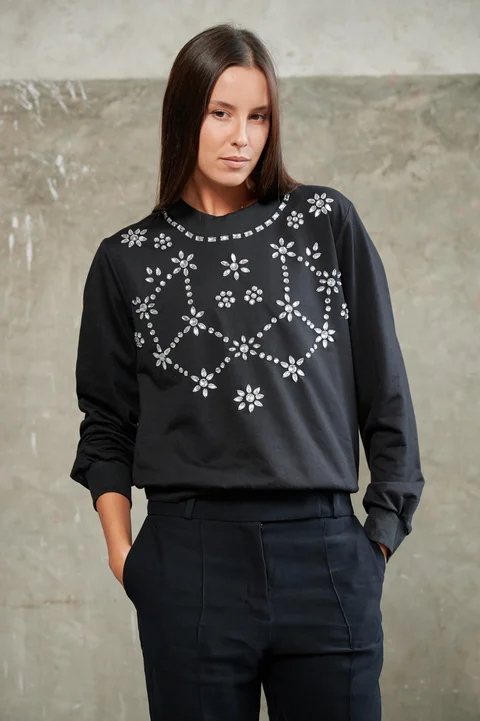 Buzo Boho Bordado con Piedras GUK4114