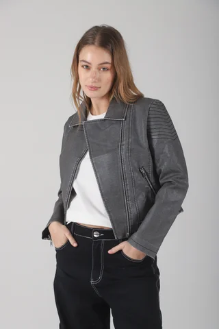 Campera Cartney Grey Cruzada Eco Cuero GU78304 - Vista 1