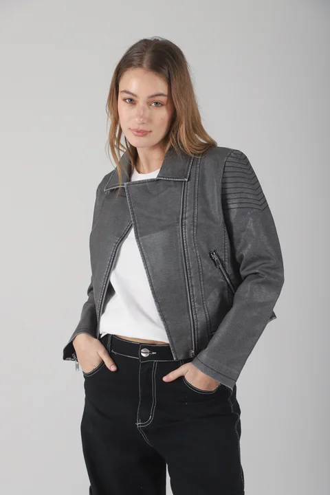 Campera Cartney Grey Cruzada Eco Cuero GU78304