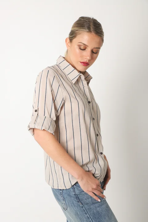 Camisa SINATRA Lino Rayado GU5201