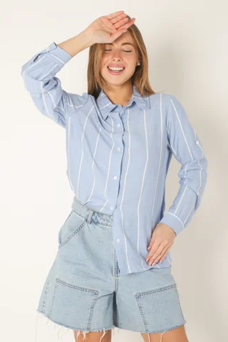 Camisa Freda Crepe Raya Intercalada - Vista 6