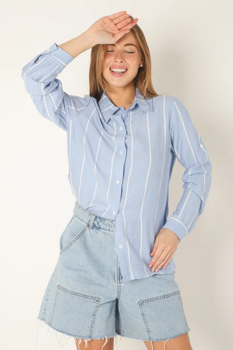 Camisa Freda Crepe Raya Intercalada