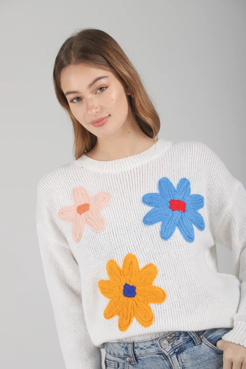 Sweater Flower Bordado GUL661