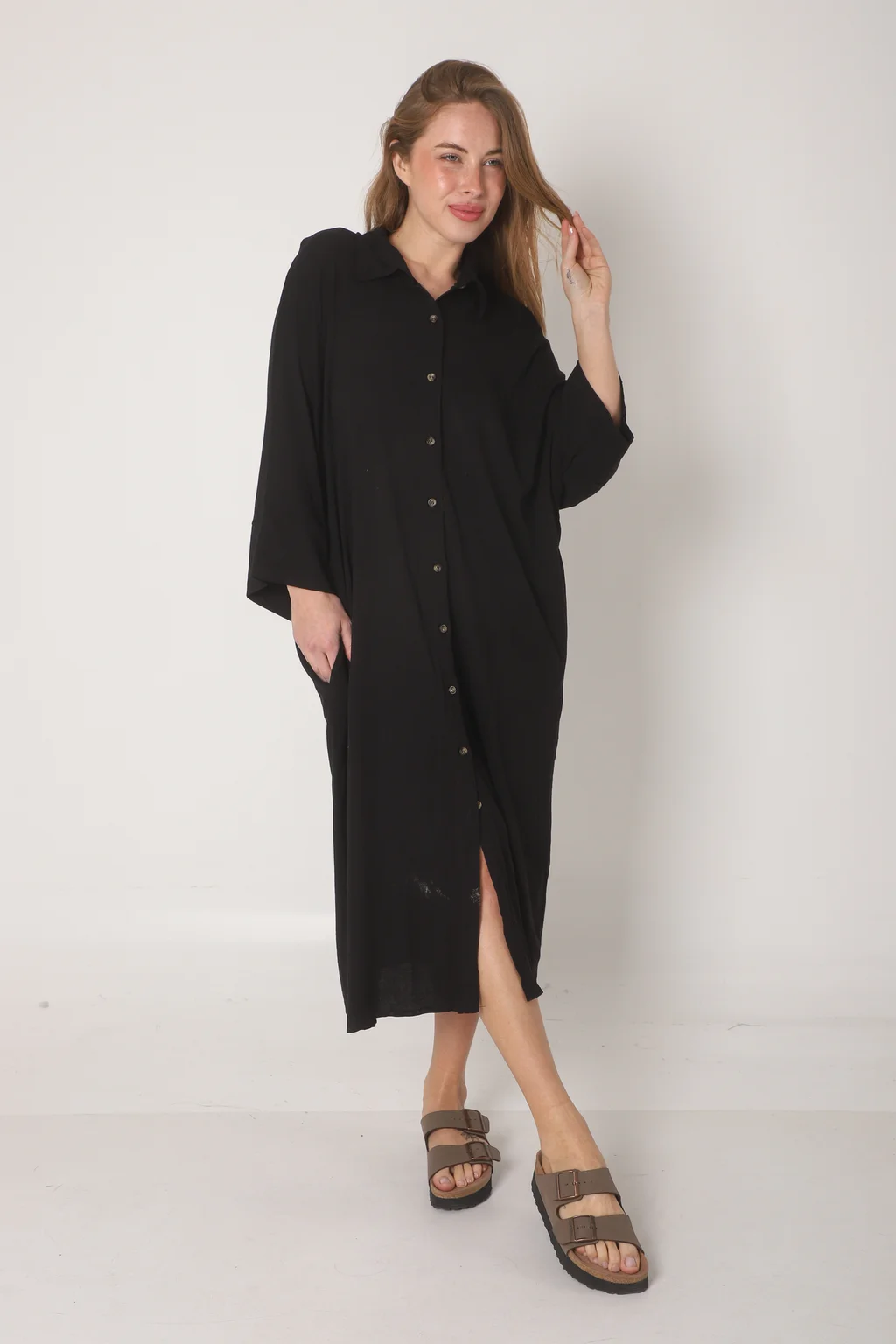 Vestido Camisero RAYSAR LINO C/ Bolsillos