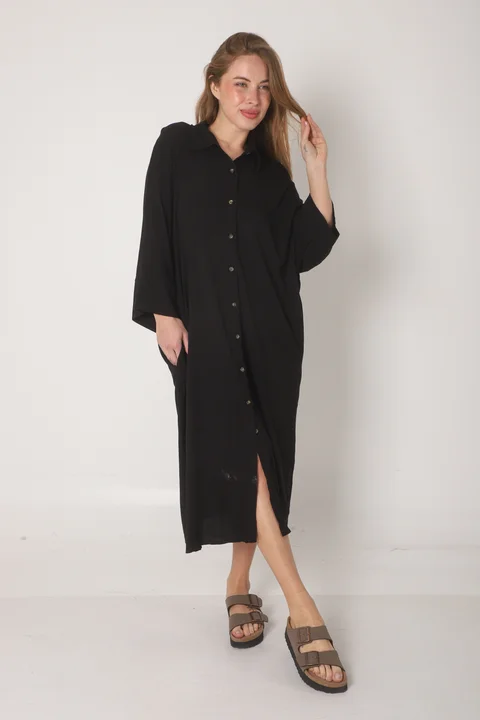 Vestido Camisero RAYSAR LINO C/ Bolsillos