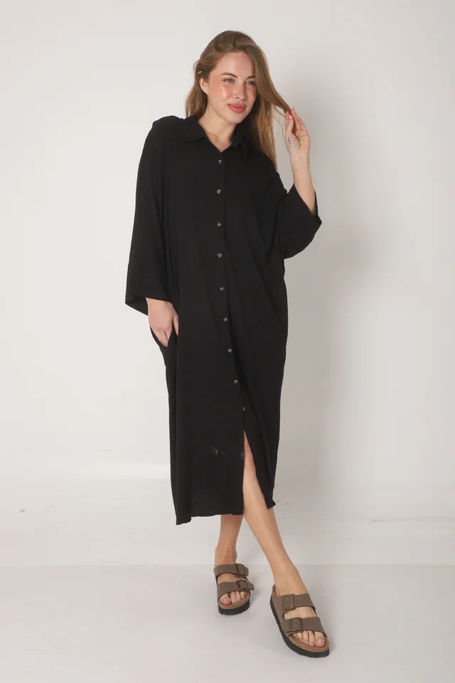 Vestido Camisero RAYSAR LINO C/ Bolsillos