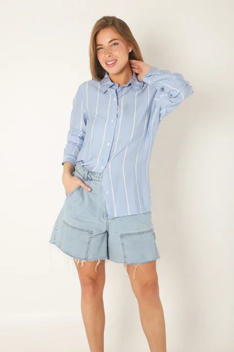 Camisa Freda Crepe Raya Intercalada