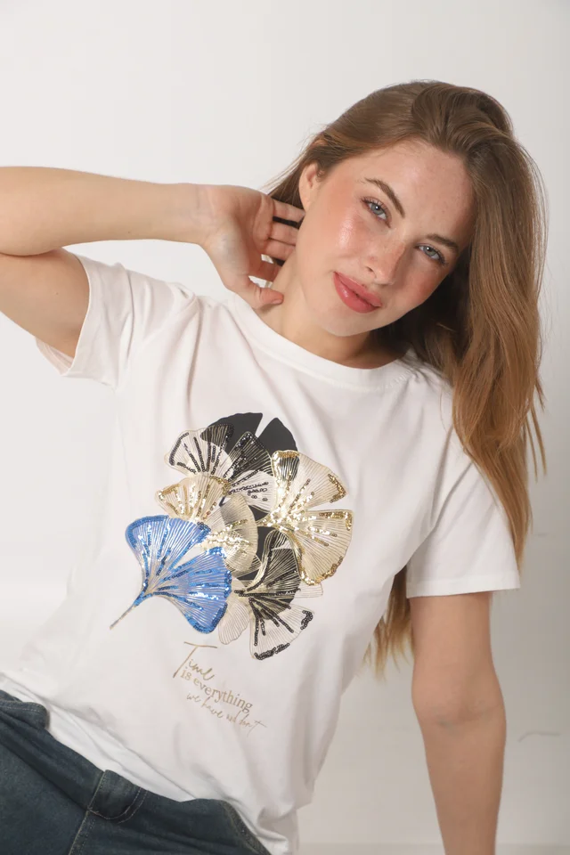 Remera TIME IS EVERYTHING C/ Lentejuelas  GU5092