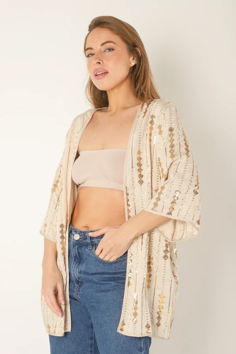 Kimono NATAL Lino c/ Rombos Bordados GU70084