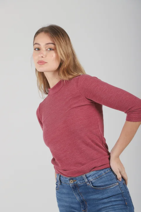 Remera Botones de Morley Elastizado