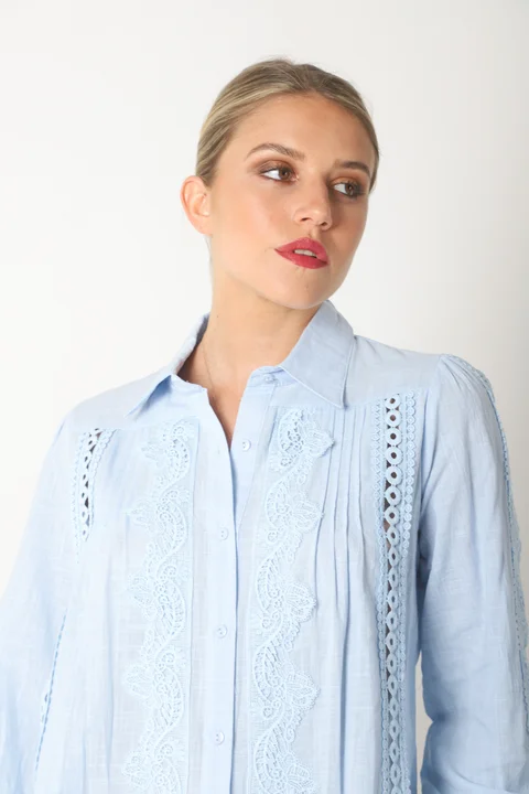 Camisa SYDNEY Lino Con Guipiur GU4109