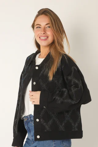Campera Oversize Neti de Jean con Strass Tornasolado GUK4000 - Vista 5
