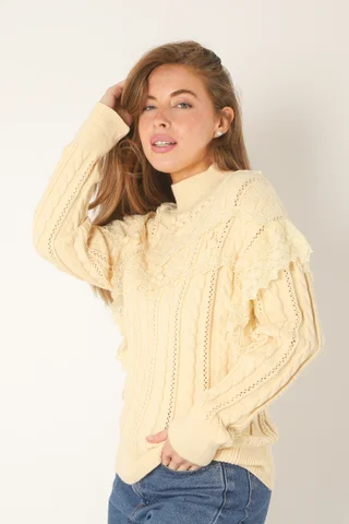 Polera Lupe Trenzada con EncajeGU122268 - Vista 5