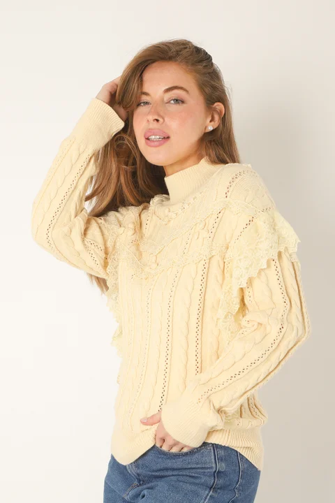 Polera Lupe Trenzada con EncajeGU122268