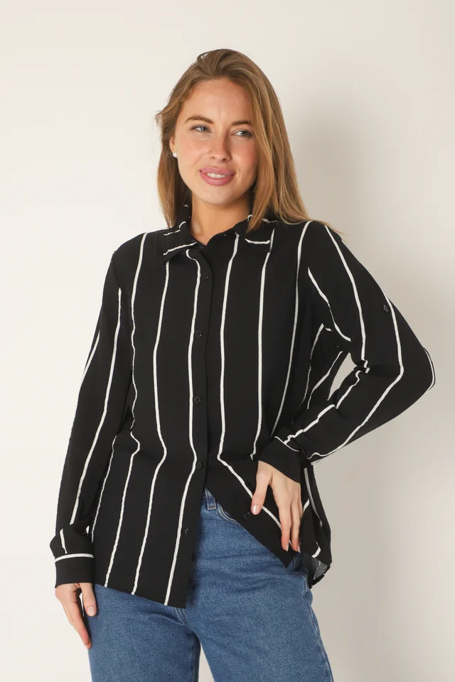 Camisa Freda Crepe Raya Intercalada