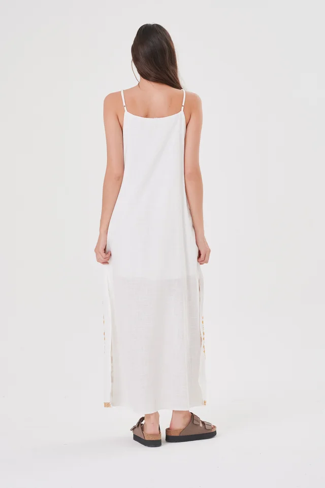 Vestido RHAPSODY Amplio Lino con Canutillos Bordados GU4086